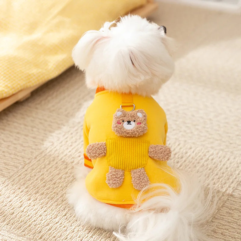 Autumn Winter Dog Clothes 2024 Dog Hoodies Pet Dog Coat Bear Pocket