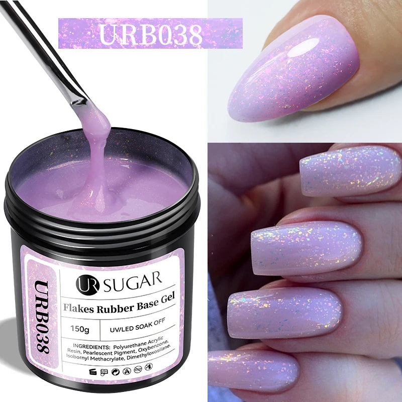 UR SUGAR 150g Rubber Base Gel Nail Polish Sparking Aurora Glitter