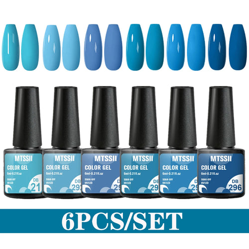 6PCS/SET Color Nail Gel Polish Set Kits  Base Top Coat  Varnish Soak