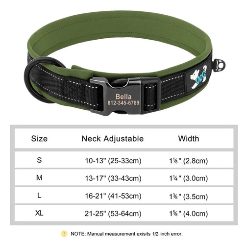 Reflective Personalized Dog Collar Engrave ID Nylon Collars Soft