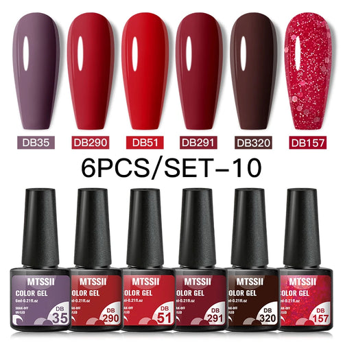 6PCS/SET Color Nail Gel Polish Set Kits  Base Top Coat  Varnish Soak