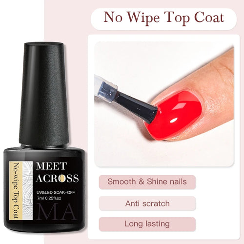 MEET ACROSS 7ml Base Top Coat Gel Polish Soak Off Semi Permanent UV