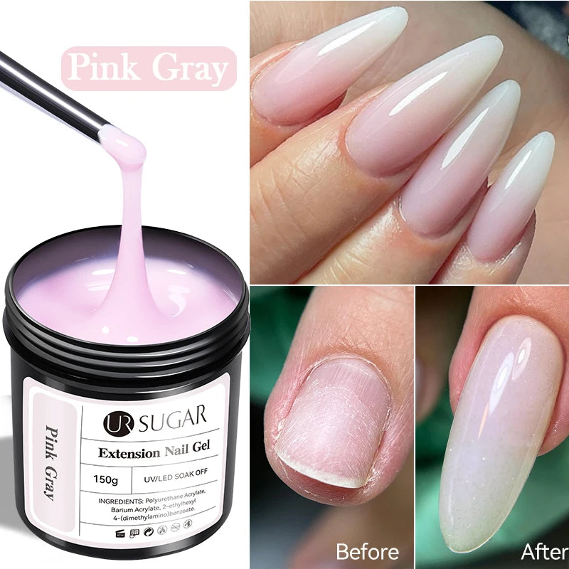 UR SUGAR 150g Nude Clear Extension Nail Gel Polish Nails Finger Form