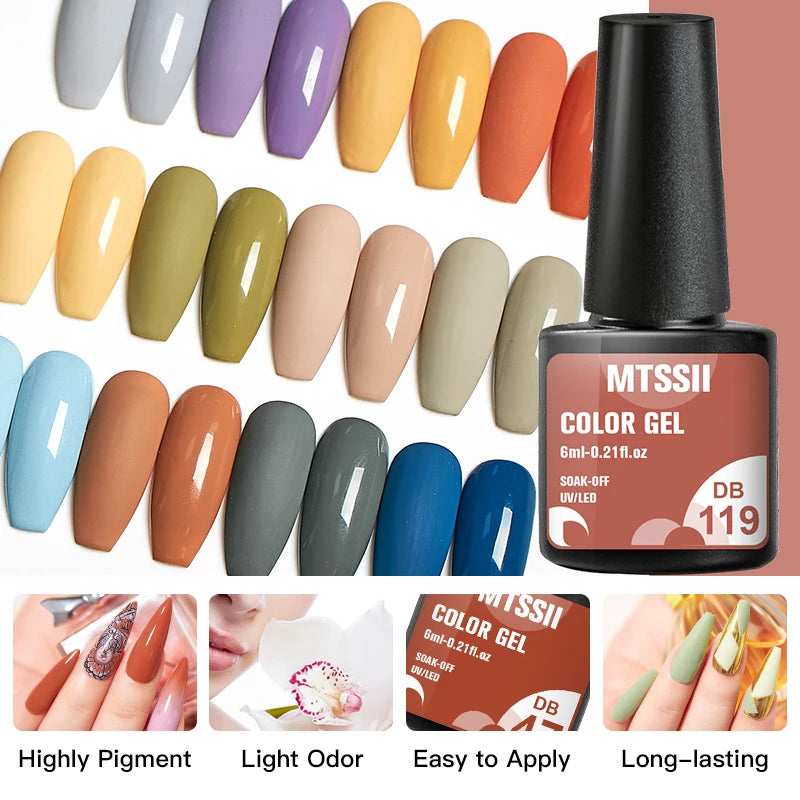 6PCS/SET Color Nail Gel Polish Set Kits  Base Top Coat  Varnish Soak