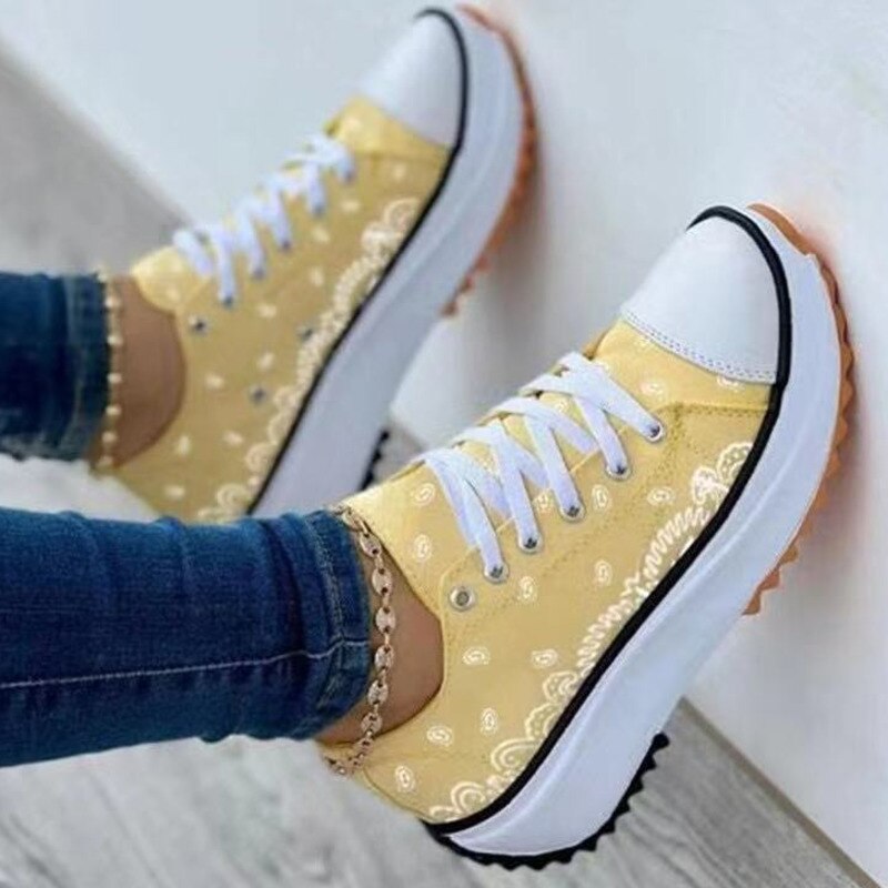 2022 Pattern Canvas Women Sneakers Casual Sport Shoes