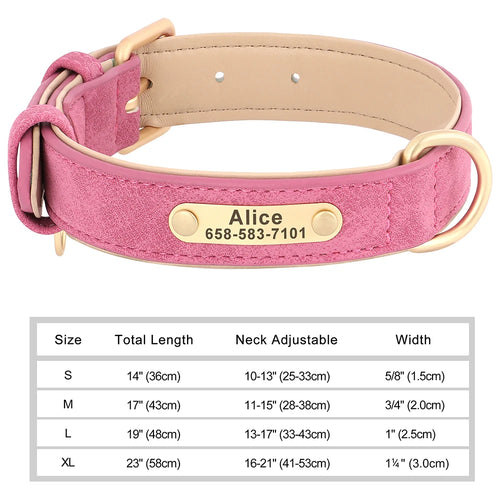 Personalized Dog Collar Custom Engraved PU Leather Dog Collars Free