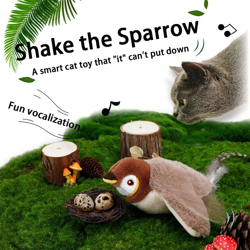 Interactive Cat Toys Rechargeable Flying Bird Rat Cat Toy Chirping