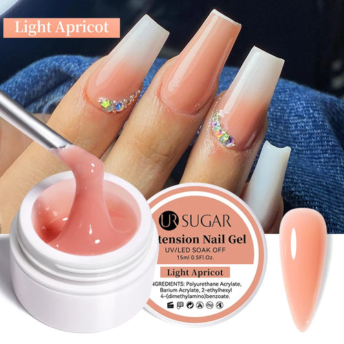 UR SUGAR 15ml Extension Nail Gel Polish Nails Finger Form Clear Nude