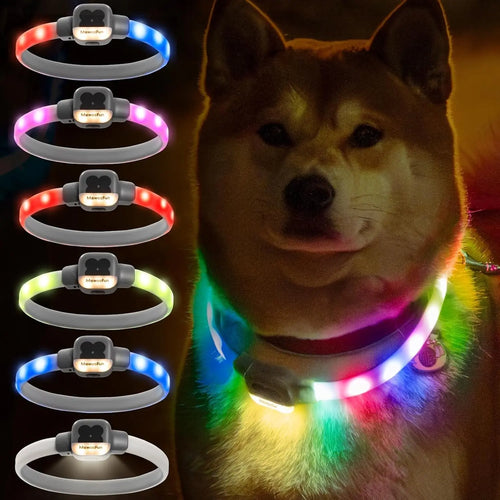 Mewoofun Light Up Dog Collar LED with USB Rechargeable Glow in The