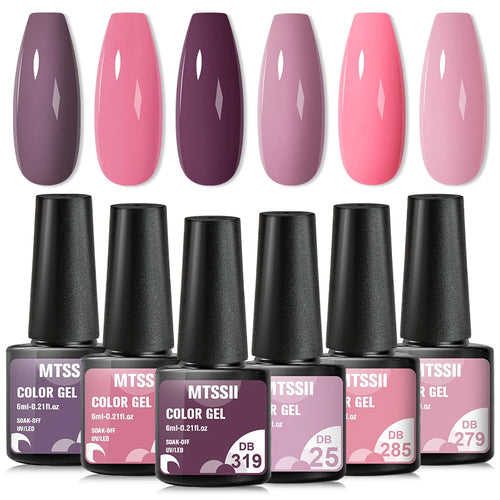 6PCS/SET Color Nail Gel Polish Set Kits  Base Top Coat  Varnish Soak