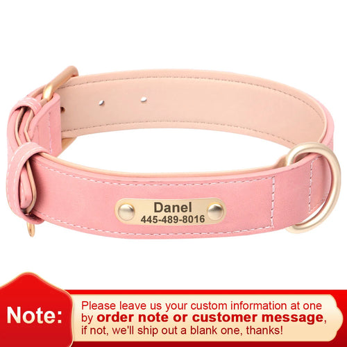 Personalized Dog Collar Leash PU Leather Dog Collars Pet Walking Lead