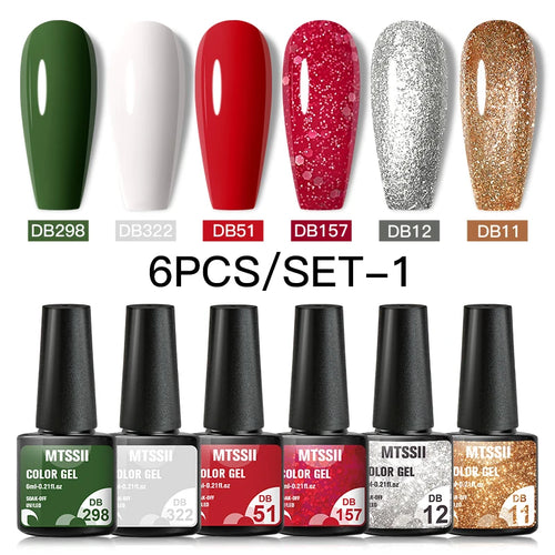 6PCS/SET Color Nail Gel Polish Set Kits  Base Top Coat  Varnish Soak