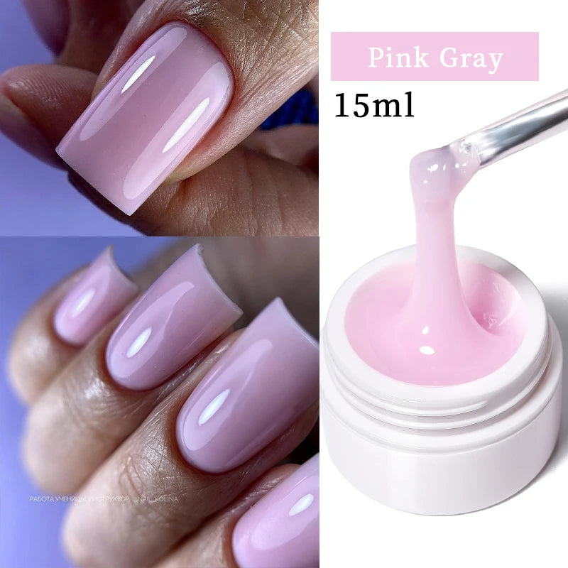 UR SUGAR 15ml Extension Nail Gel Polish Nails Finger Form Clear Nude