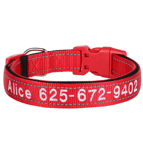 Embroidered Nylon Dog Collar Free Custom Dogs Collar Reflective Pet ID