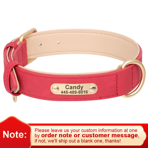 Personalized Dog Collar Leash PU Leather Dog Collars Pet Walking Lead