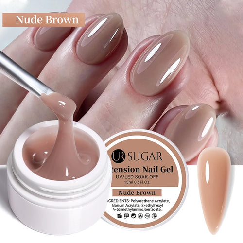 UR SUGAR 15ml Extension Nail Gel Polish Nails Finger Form Clear Nude