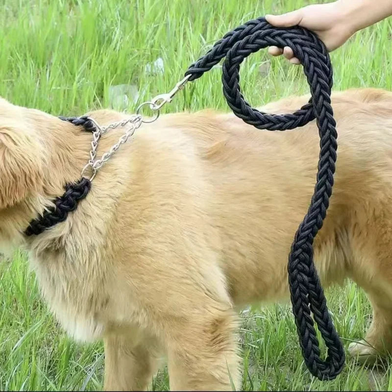 Large Dog Leash Nylon Braided Traction Rope Pet Walking Thick Hand