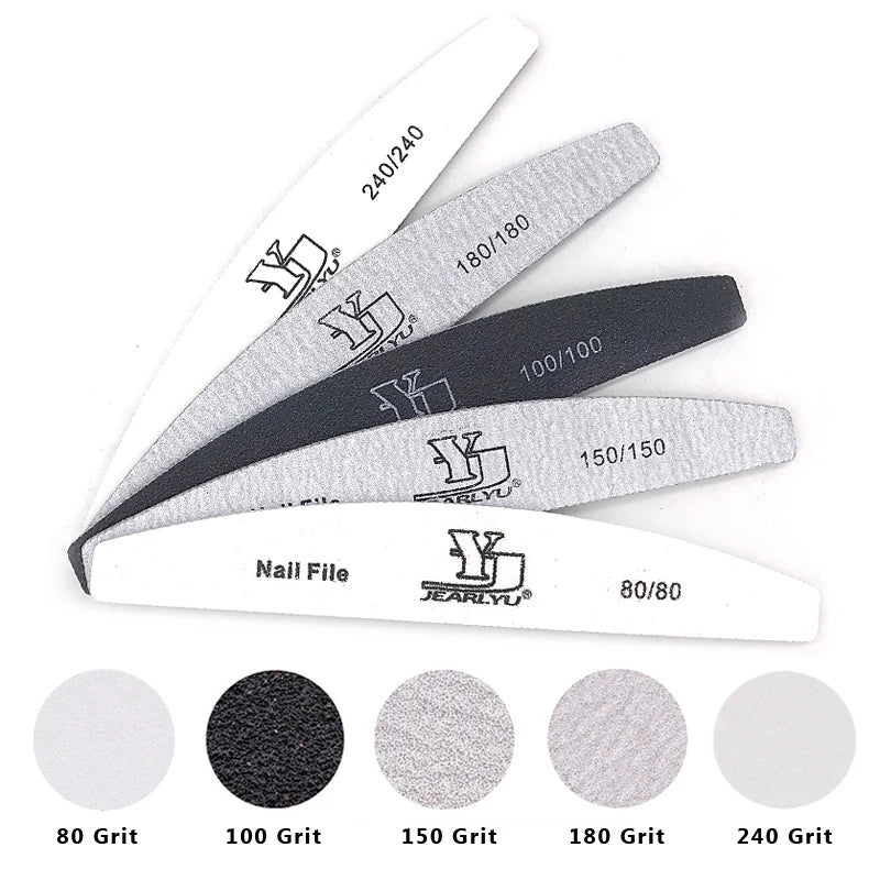 5Pcs/Lot Nail File Mix Color Limas 80/100/150/180/240 Grit