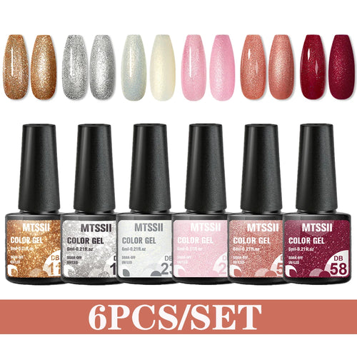 6PCS/SET Color Nail Gel Polish Set Kits  Base Top Coat  Varnish Soak