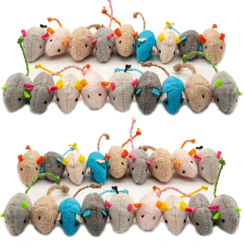 3/200pcs Rattle Cat Mouse Toys Also Prefilled Catnip Faux Fur Cat Mice