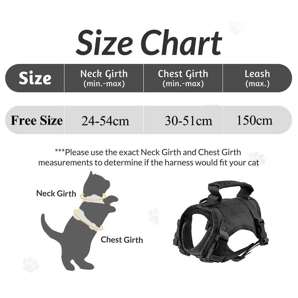 Tactical Cat Harness For Small Dog Adjustable Kitten K9 Vest With