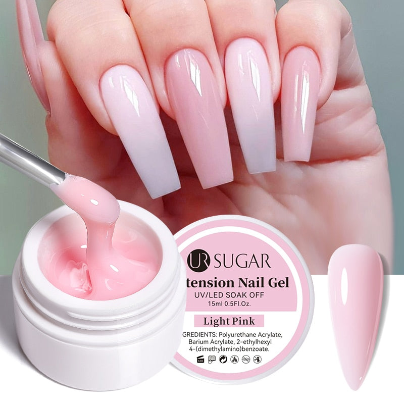 Ur Sugar Milky White Clear Pink Color 15ml Jelly Extension Nail Gel