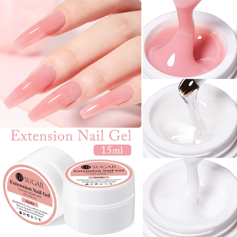 Ur Sugar Milky White Clear Pink Color 15ml Jelly Extension Nail Gel