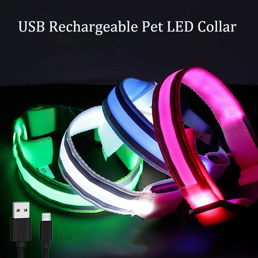 Usb Rechargeable Dog Collar Light Luminous Flashing Glowing Bright