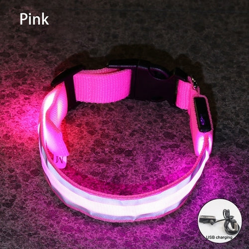 Usb Rechargeable Dog Collar Light Luminous Flashing Glowing Bright