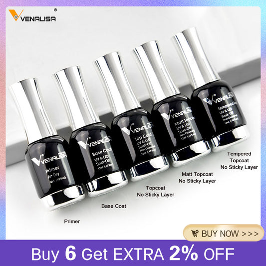 Venalisa Tempered Top Coat Nail Paint Gel 111 Colors Platinum Gel