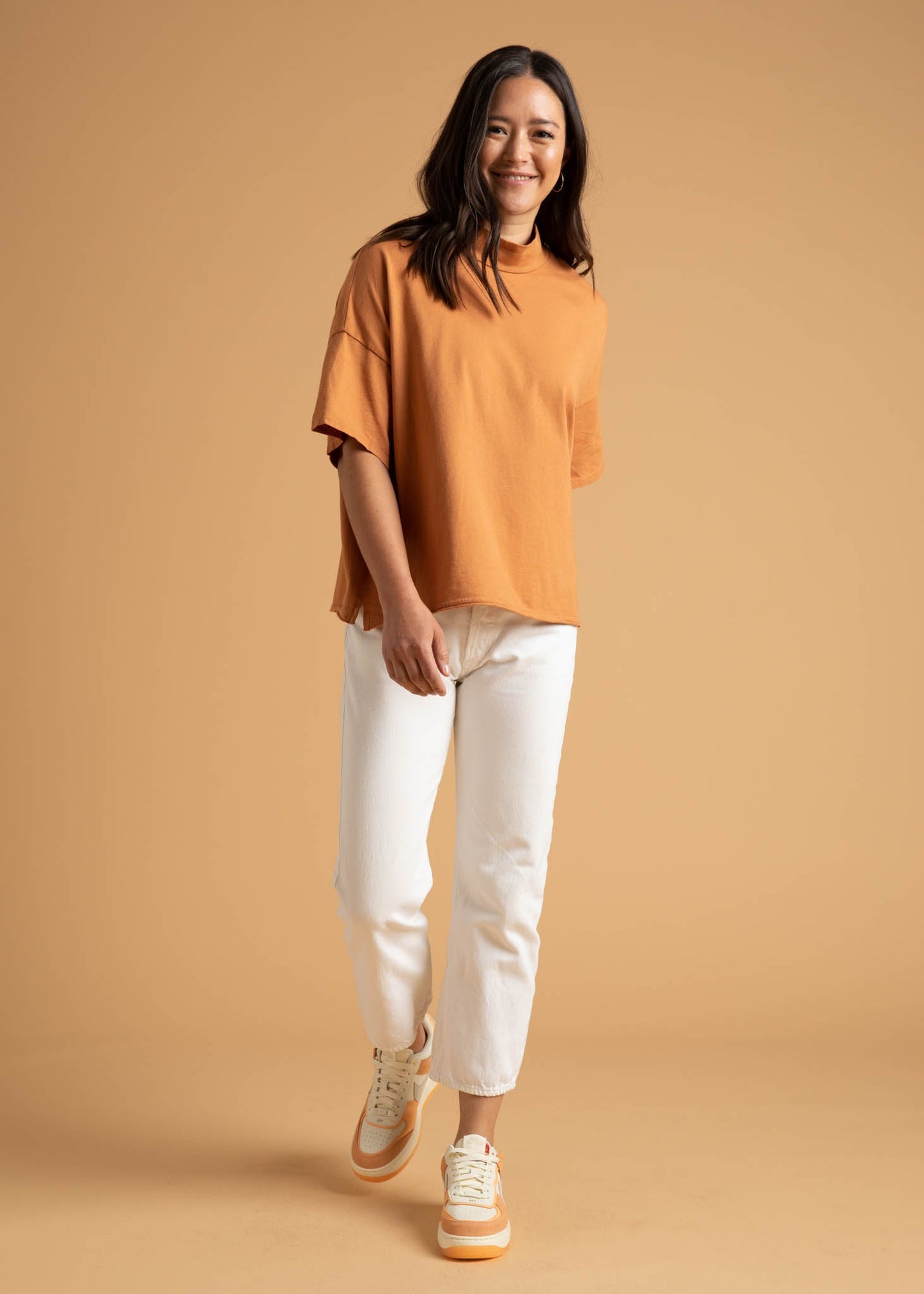 Mare Mock Neck Top - Marigold