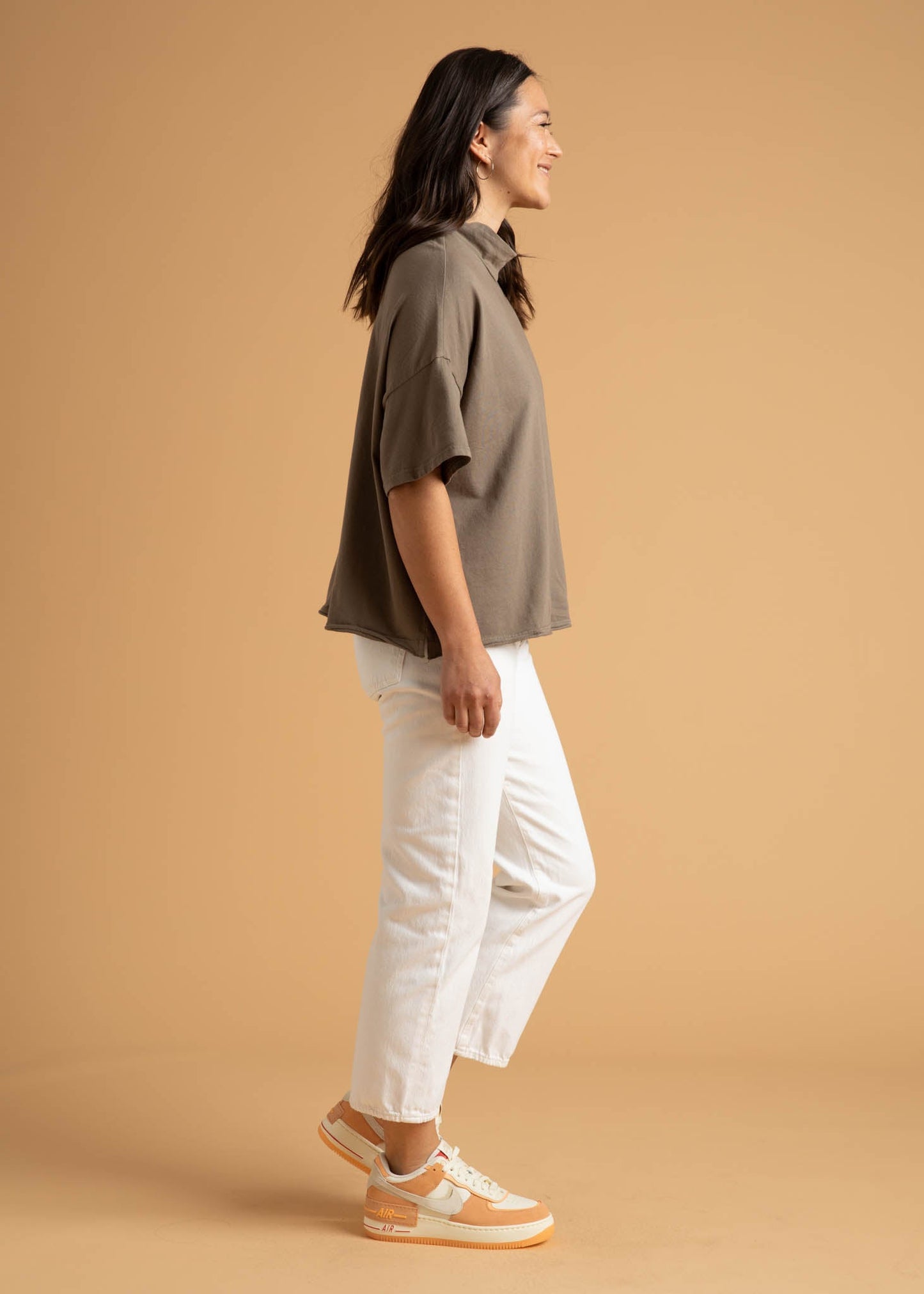 Mare Mock Neck Top - Warm Gray