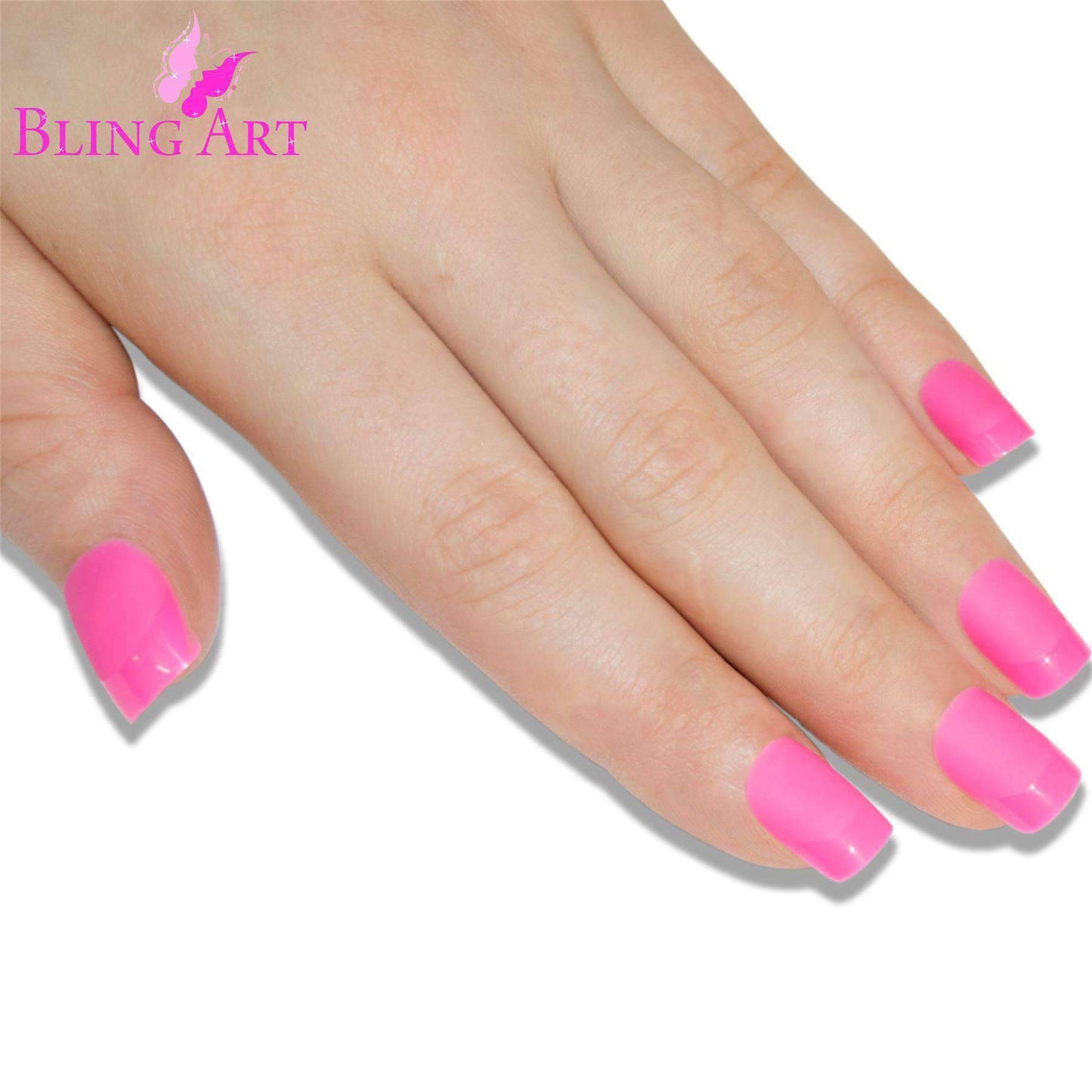 False Nails by Bling Art Pink Matte French Manicure Fake Medium Tips