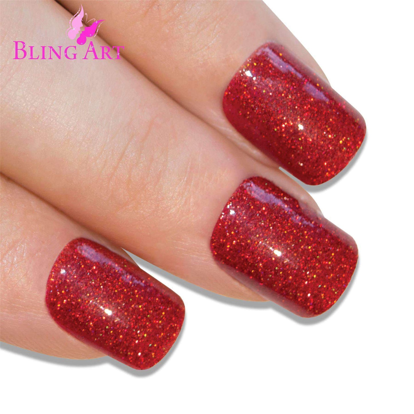 False Nails by Bling Art Red Gel French Manicure Fake Medium Tips with