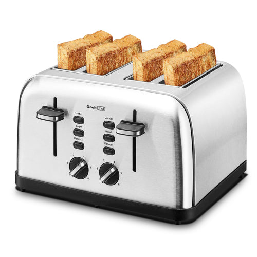 Toaster 4 Slice Geek Chef Extra Wide Slots Four Slice Toaster