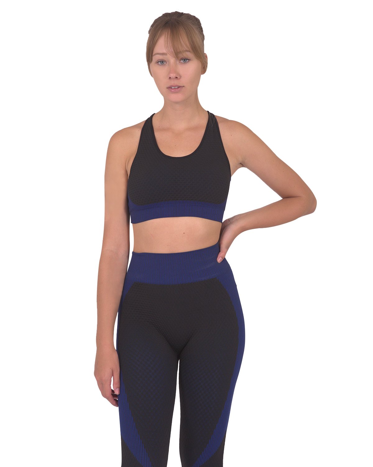 Trois Seamless Sports Bra - Black with Navy