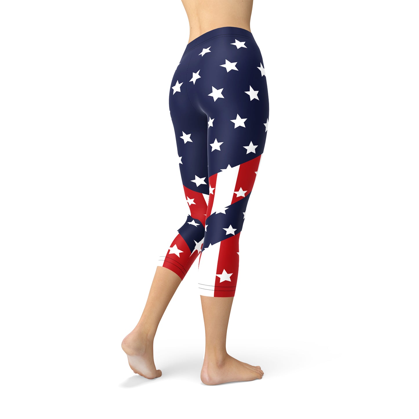 Womens American Flag Capri Leggings