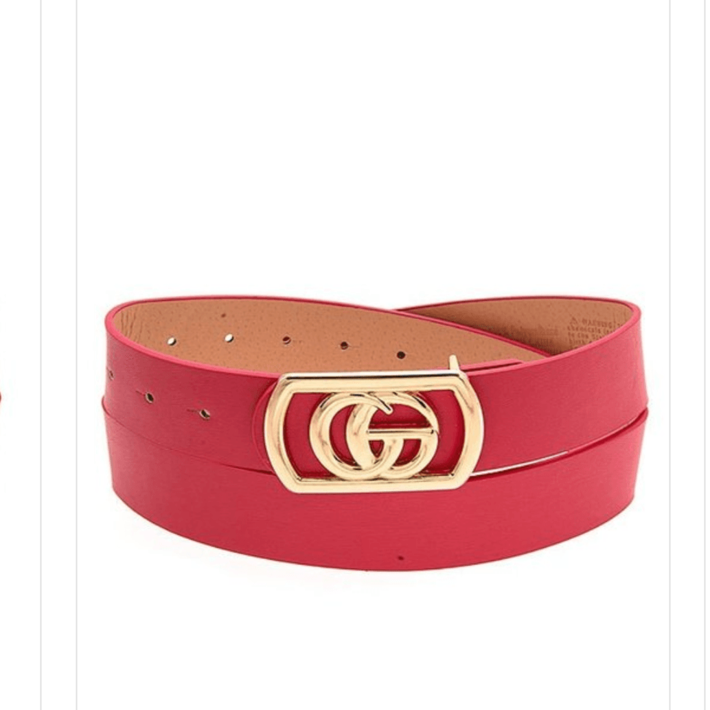 Fuschia faux gold plated belt