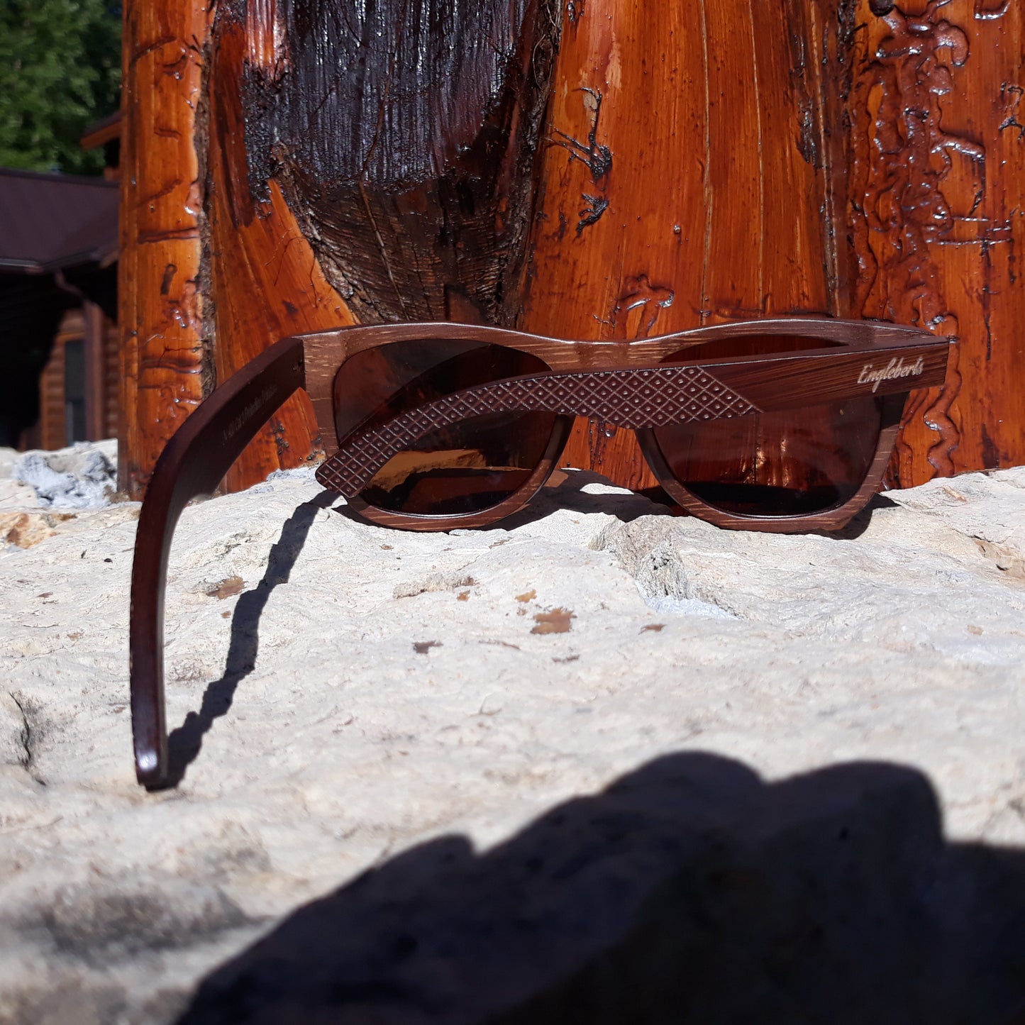 Sienna Wooden Sunglasses With Bamboo Case, Tea Polarized Lenses