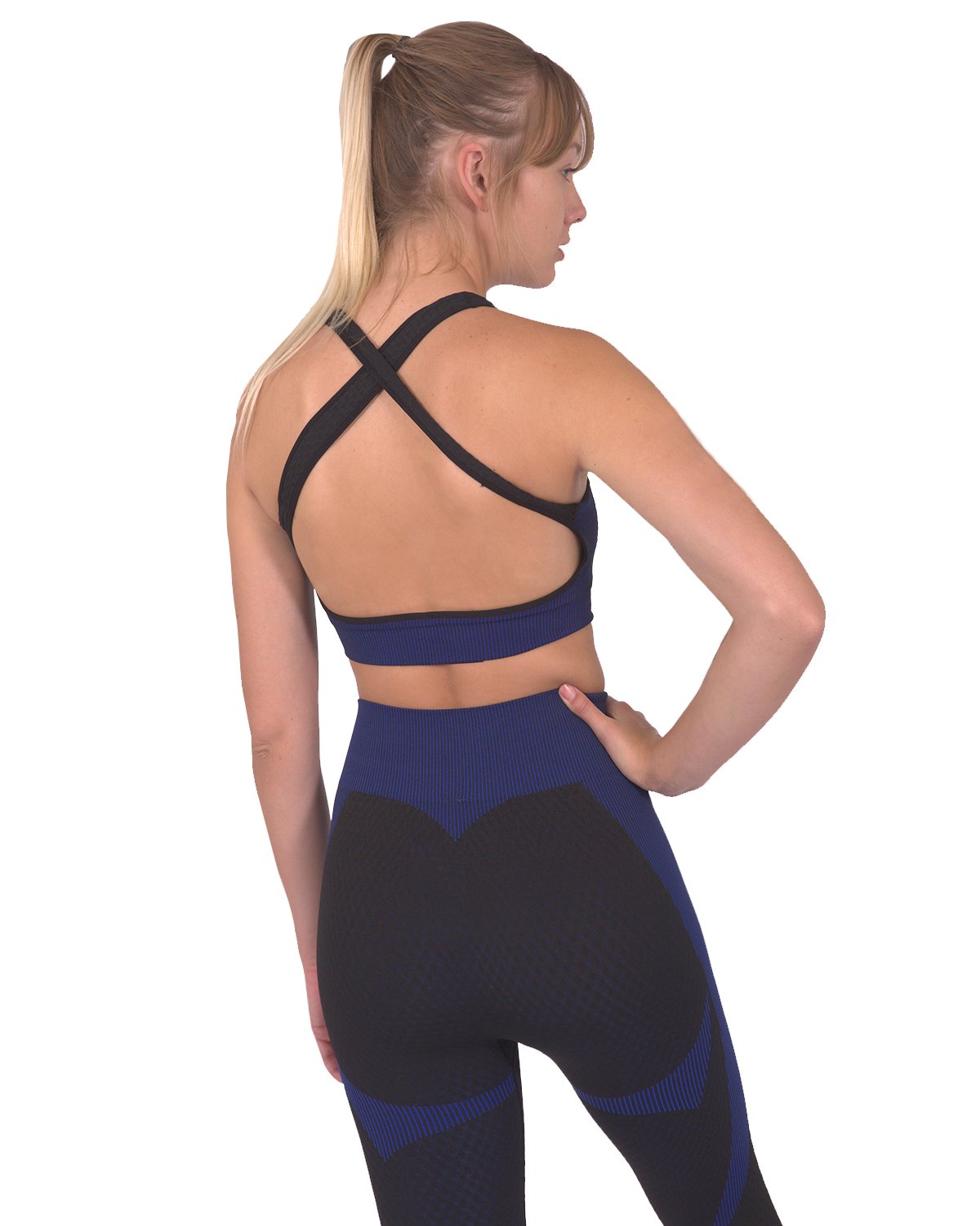 Trois Seamless Sports Bra - Black with Navy