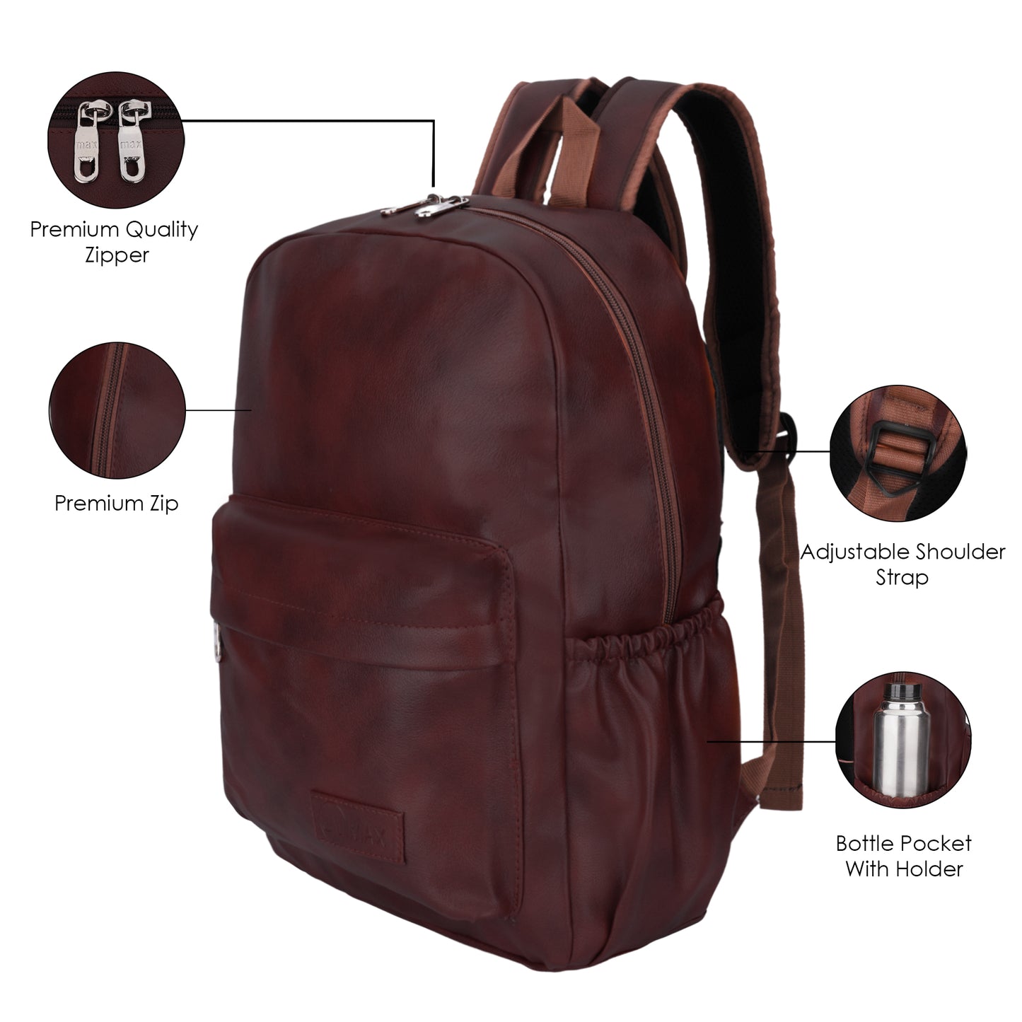 Men's Fashion PU Leather 20L BackPack For College  Size 27X13 CM