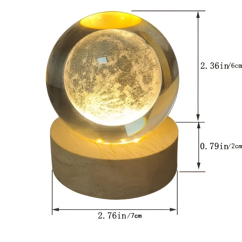 3D Galaxy Crystal Ball Night Light  Warm Yellow