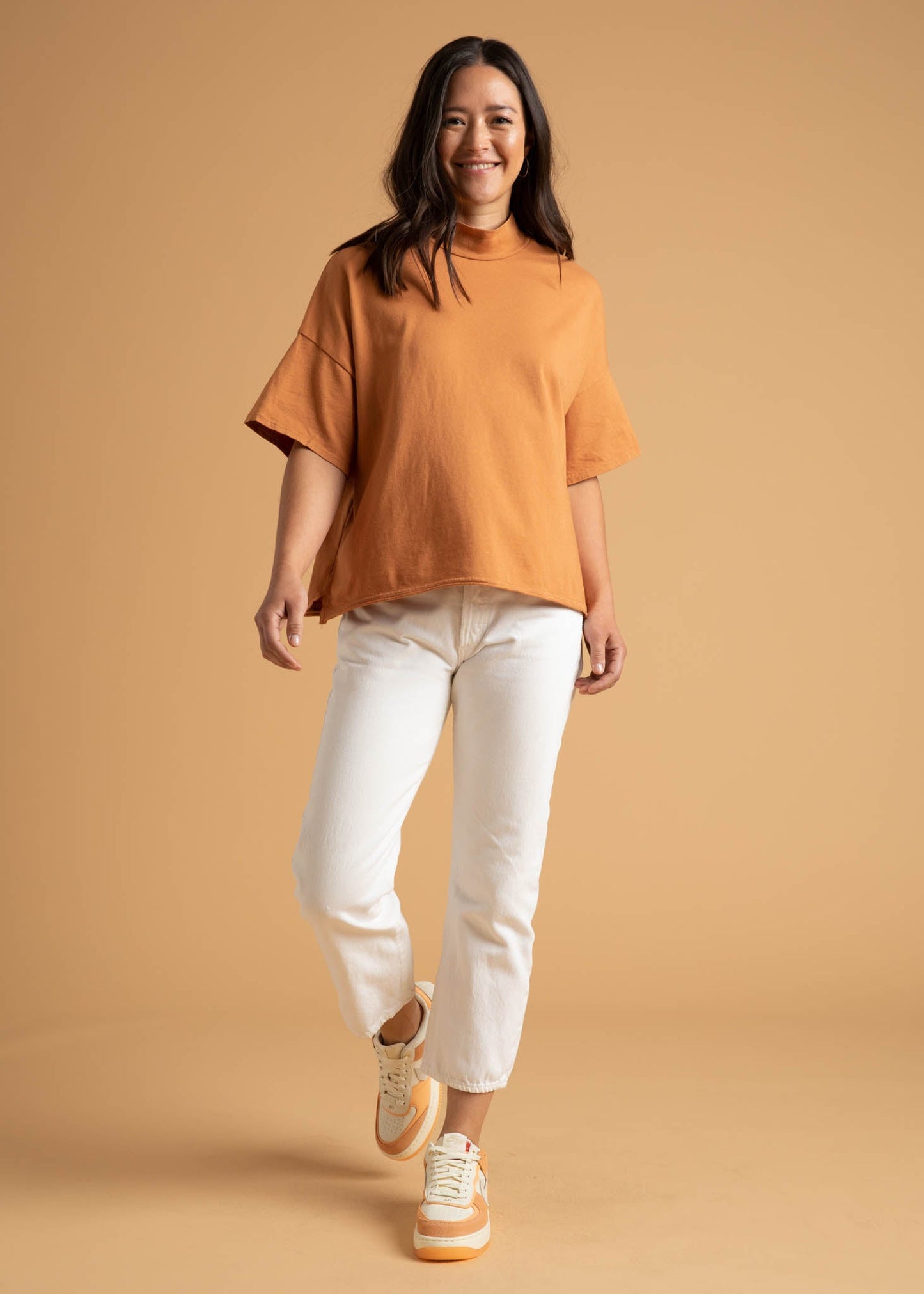 Mare Mock Neck Top - Marigold