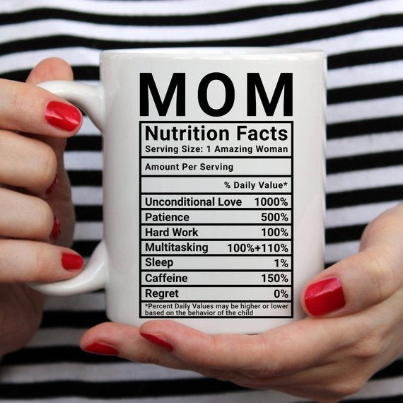 Mother's Day Coffee Mug - Mom Nutrition Facts -