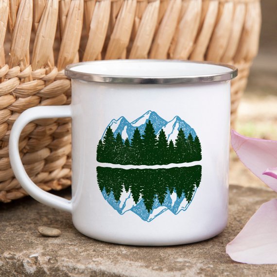 Mountain Mug Enamel Mug Wanderlust Camping Mug The