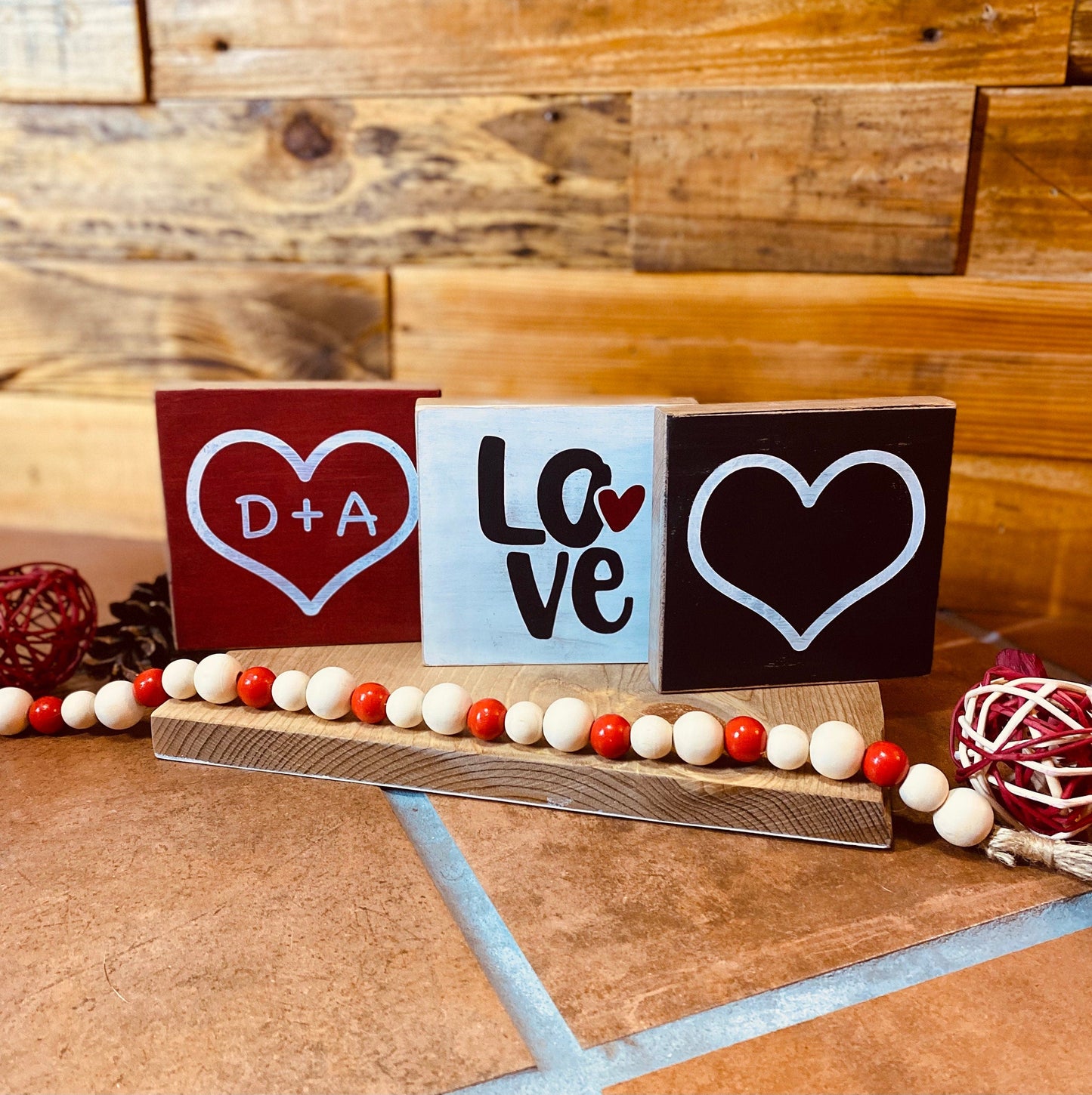 Personalized Valentine's Day Tiered Tray Set