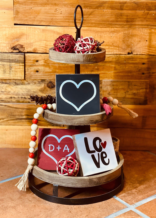 Personalized Valentine's Day Tiered Tray Set