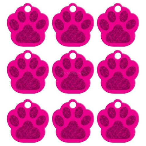 MOQ:20 pcs 2 Sides Paw Shape Customs Dog Name ID Tags Personalized