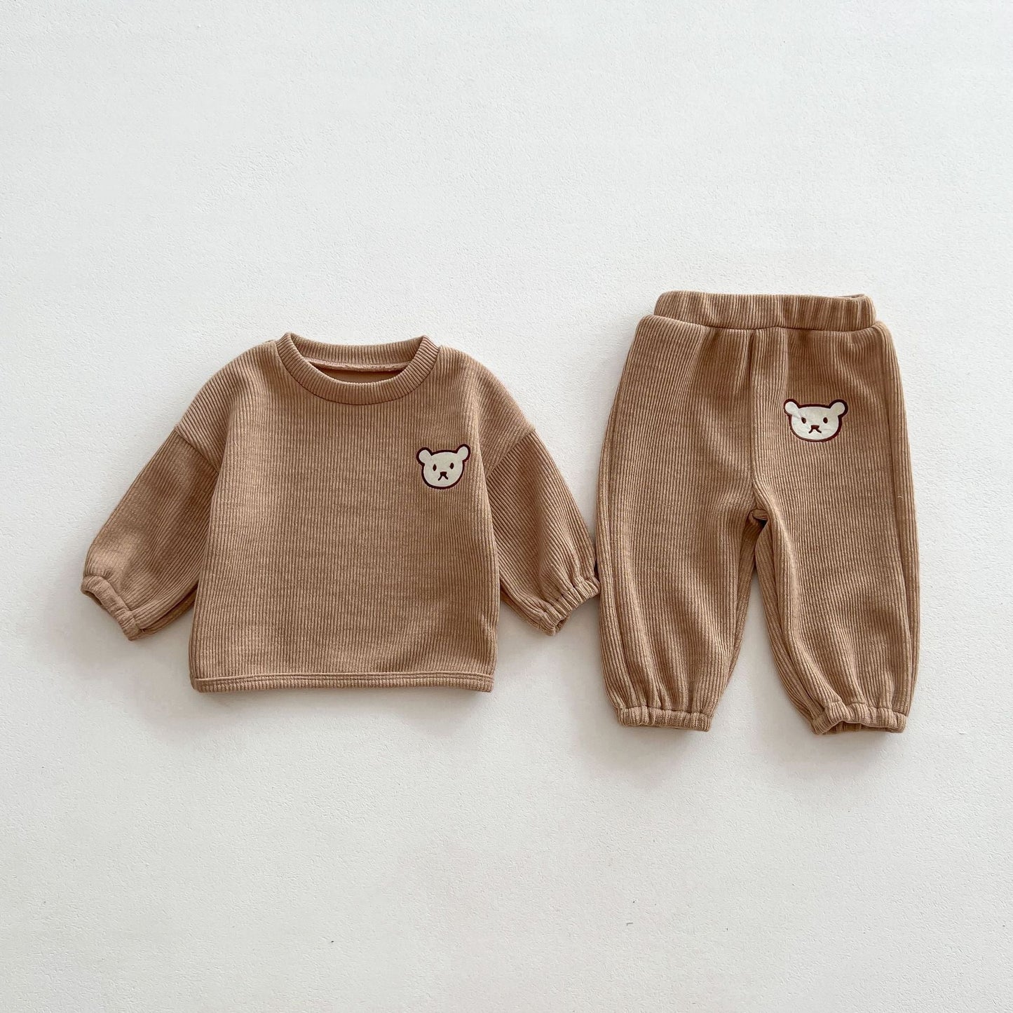 Infant Baby Unisex Bear Head Long-sleeved Combo Pants In Sets