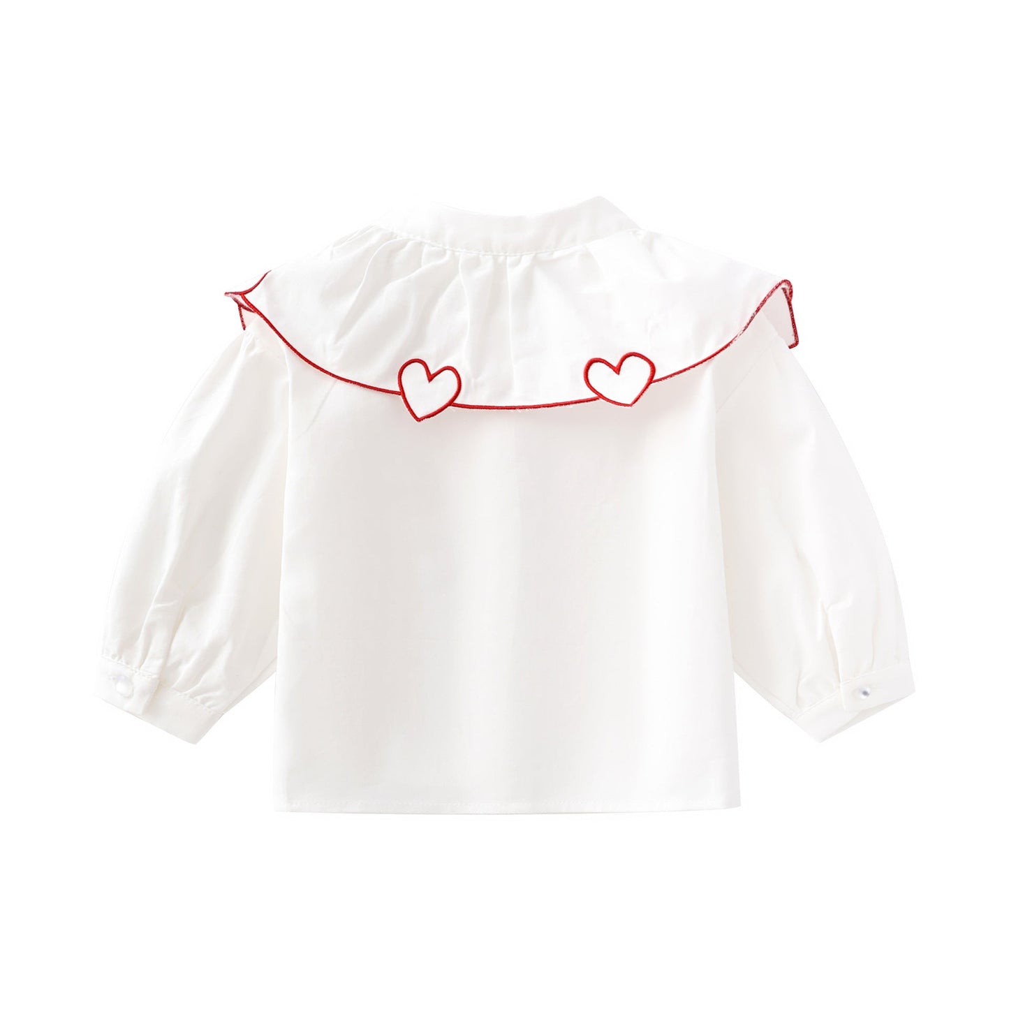 Baby Girl 1pcs Heart Neck Crystal Button Front Design Solid Cotton